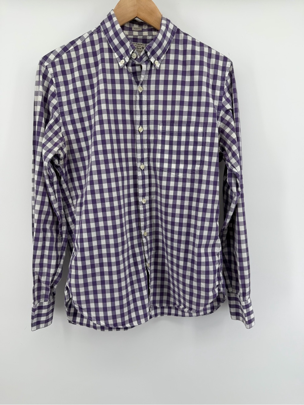 J. Crew Purple and White Gingham Button-Down Shirt